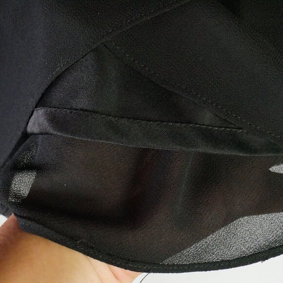 S.L. Fashions Petite Womens Size 14P Black Layered Semi Sher Blouse Pad Shoulder - Picture 3 of 15